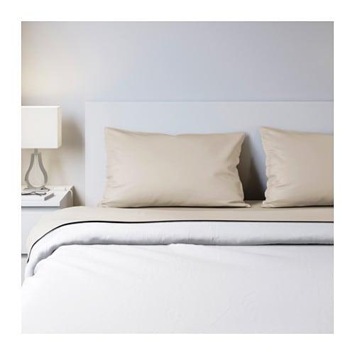 DVALA Pillowcase, beige, Queen - IKEA
